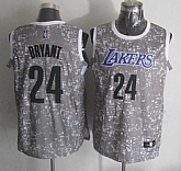 Los Angeles Lakers #24 Kobe Bryant Gray City Luminous Stitched Jersey,baseball caps,new era cap wholesale,wholesale hats